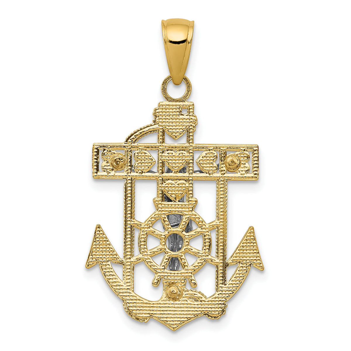 14k Two-tone Mariner's Crucifix Pendant-K2209