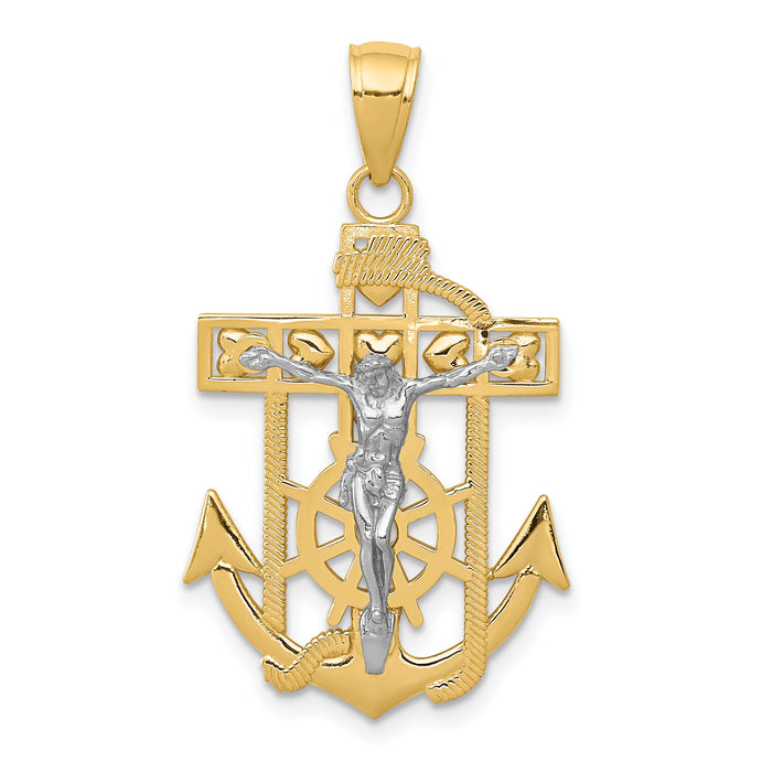 14k Two-tone Mariner's Crucifix Pendant-K2209