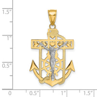 14k Two-tone Mariner's Crucifix Pendant-K2210