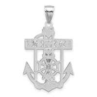 14k White Gold Mariner's Crucifix Pendant-K2210W