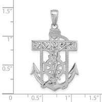 14k White Gold Mariner's Crucifix Pendant-K2210W
