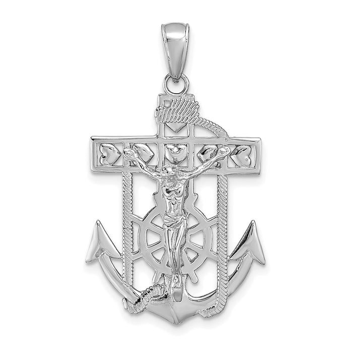 14k White Gold Mariner's Crucifix Pendant-K2210W