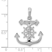 14k White Gold Mariner's Crucifix Pendant-K2290