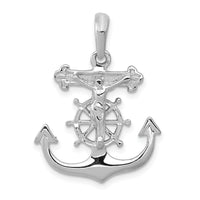14k White Gold Mariner's Crucifix Pendant-K2290