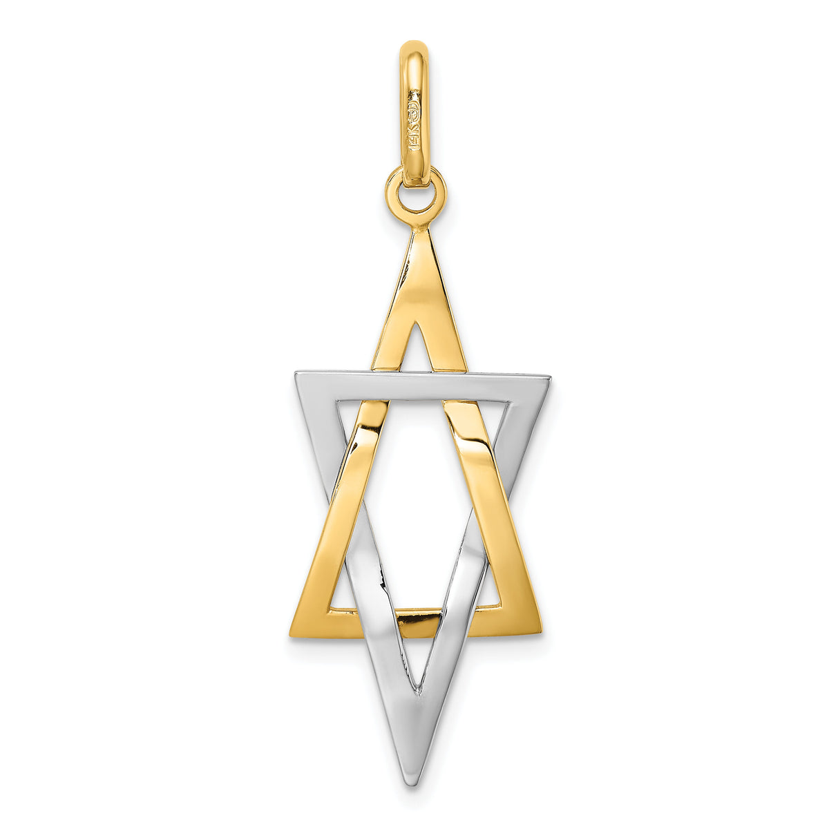 14K W/ Rhodium Elongated Jewish Star Of David Charm-K2309