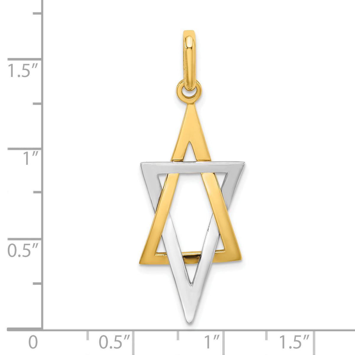 14K W/ Rhodium Elongated Jewish Star Of David Charm-K2309