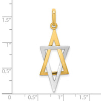 14K W/ Rhodium Elongated Jewish Star Of David Charm-K2309