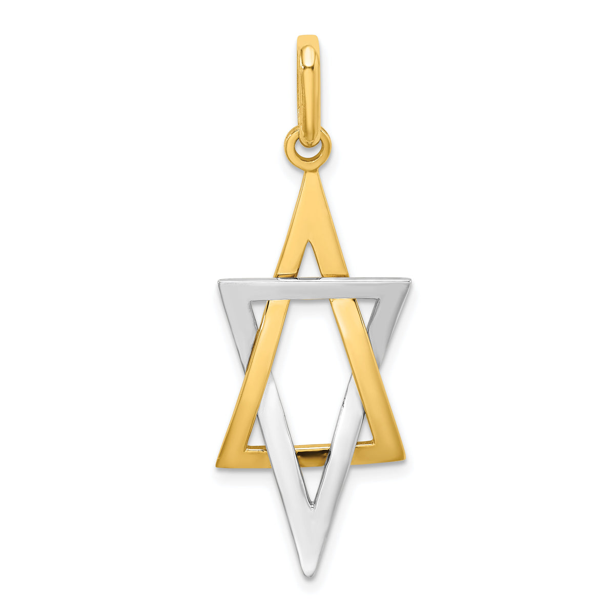 14K W/ Rhodium Elongated Jewish Star Of David Charm-K2309