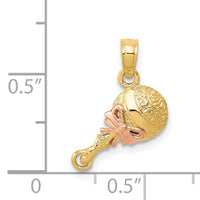 14k Two-tone Baby Rattle Pendant-K2311