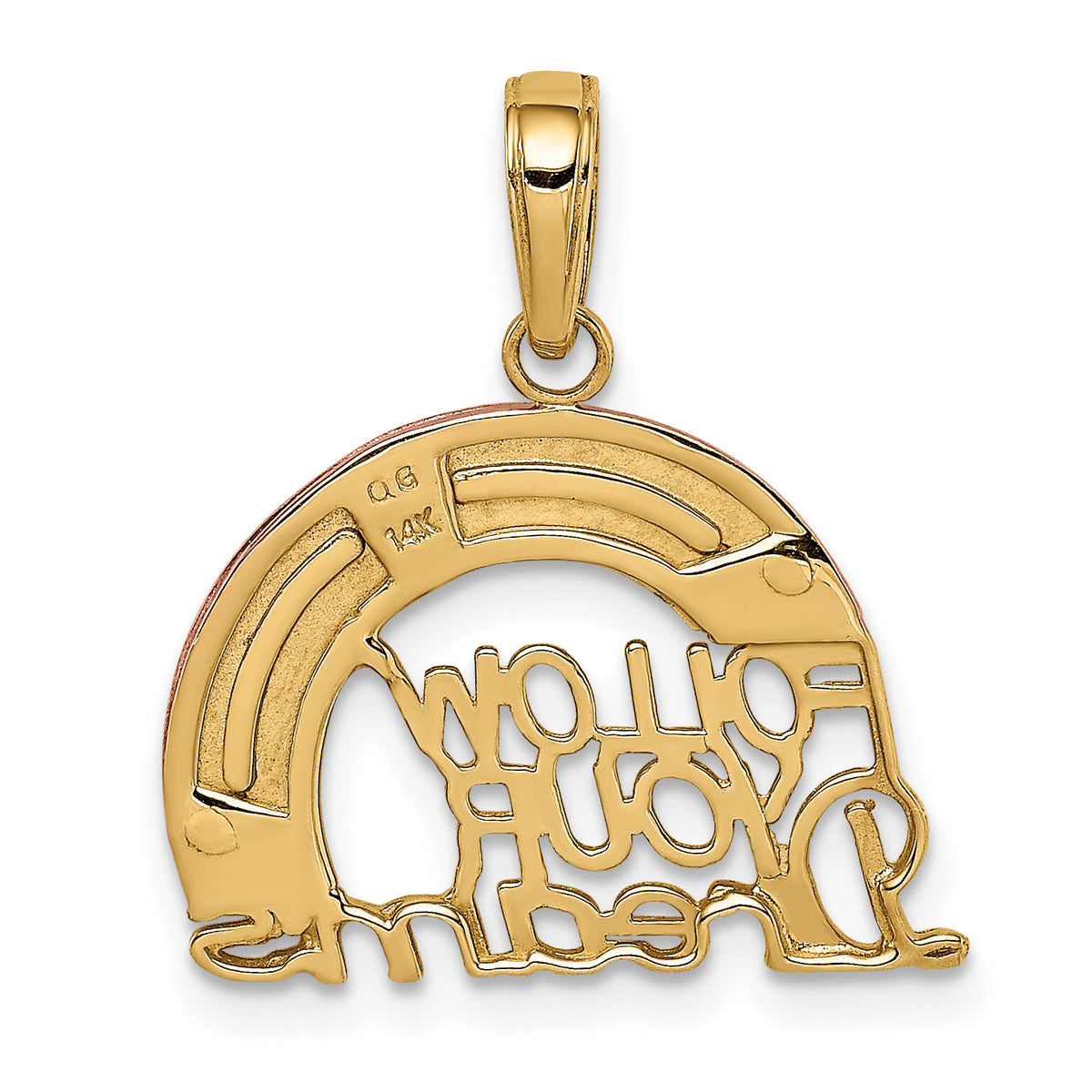 14k Two-tone w/White Rhod FOLLOW YOUR DREAMS Rainbow Charm-K2351