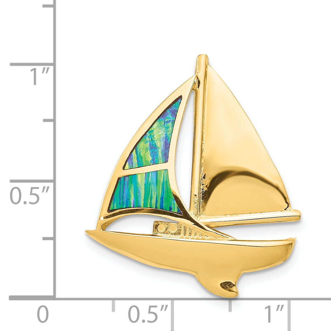 14K Imitation Opal Sailboat Slide-K2491
