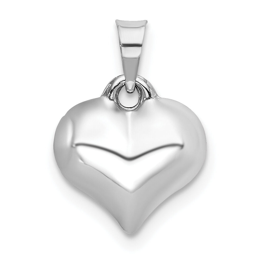 14K White 3-D Puffed Heart Pendant-K2501