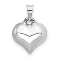14K White 3-D Puffed Heart Pendant-K2501