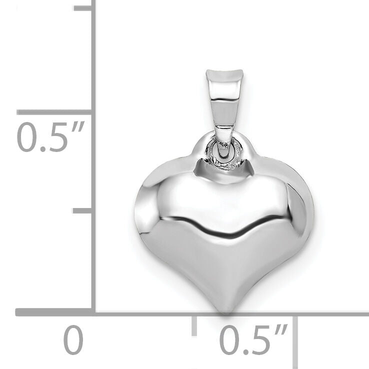 14K White 3-D Puffed Heart Pendant-K2501