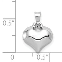 14K White 3-D Puffed Heart Pendant-K2501