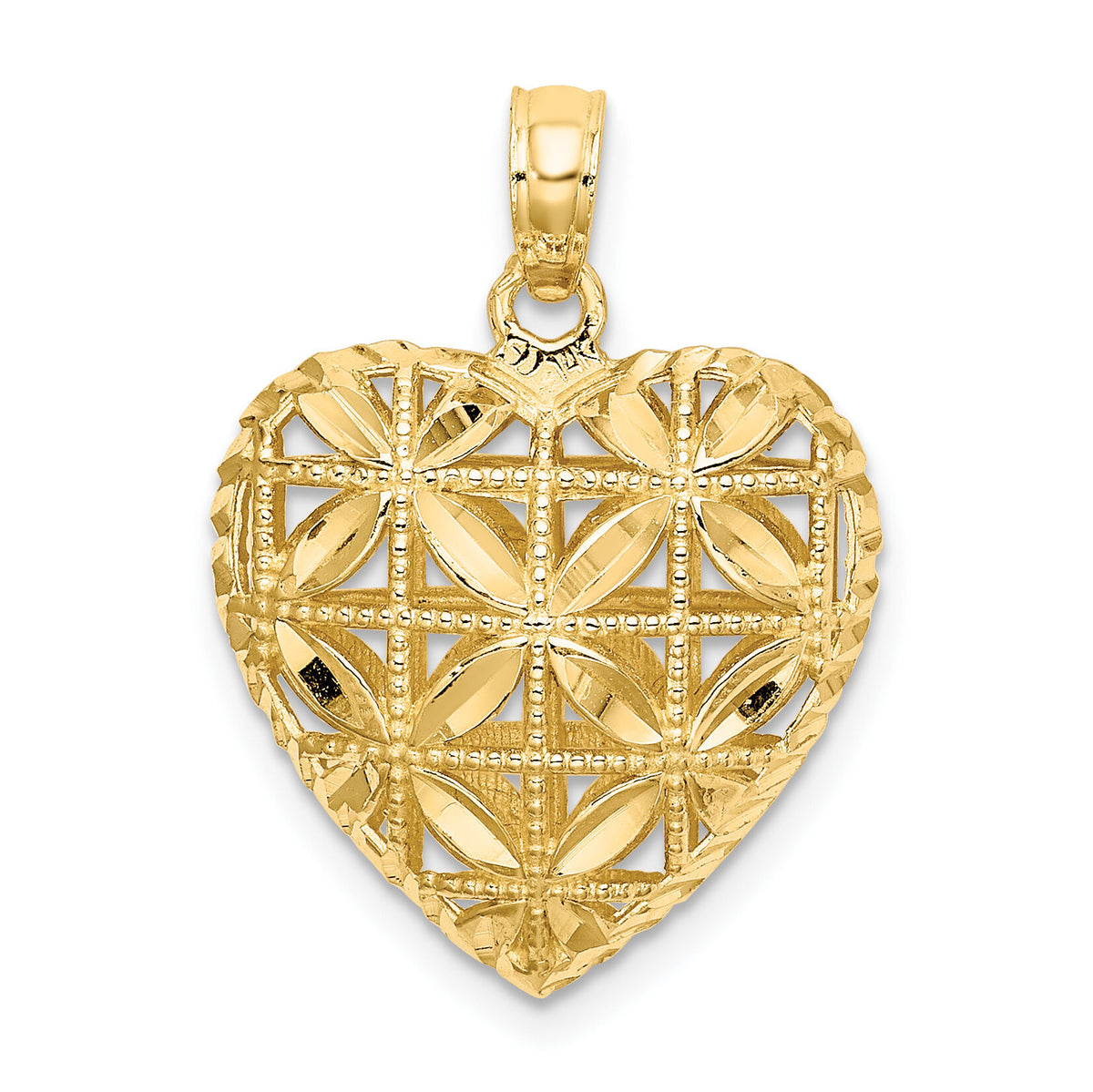 14K Polished 3-D Puffed Heart Pendant-K2506