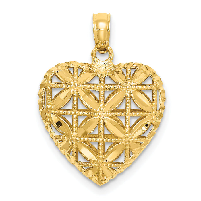 14K Polished 3-D Puffed Heart Pendant-K2506