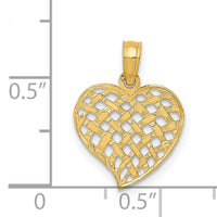 14K Polished Basket Weave Pattern Heart Pendant-K2521