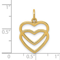 14K Polished Double Heart Pendant-K2548