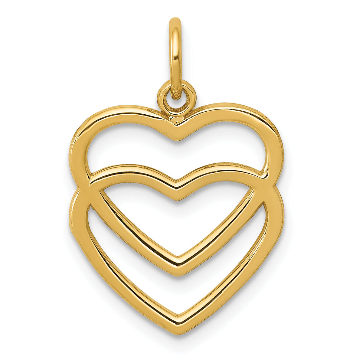14K Polished Double Heart Pendant-K2548