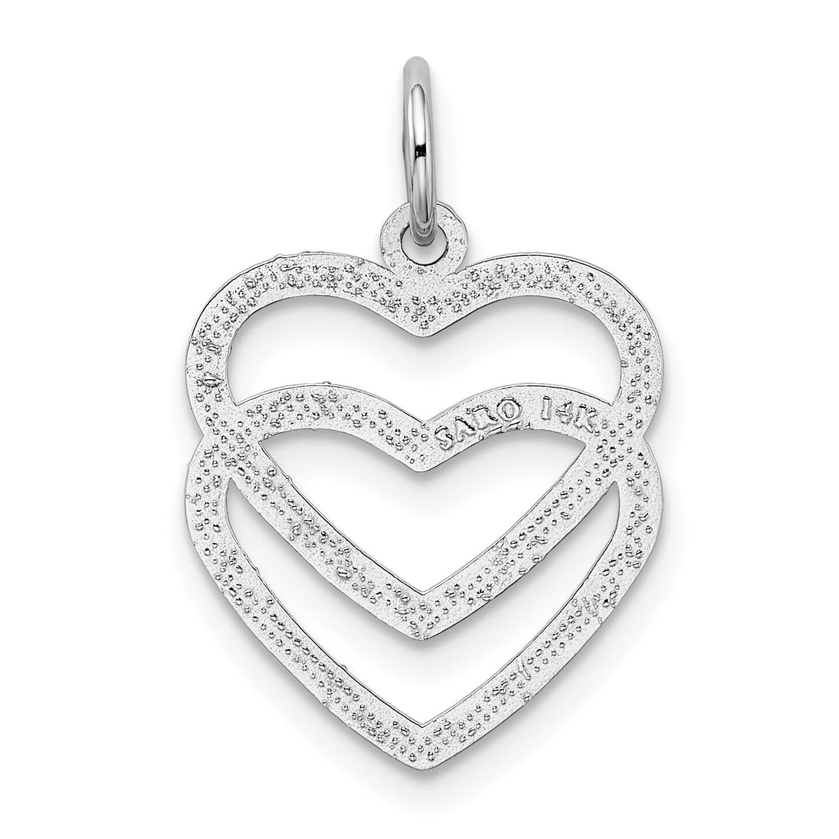 14k White Gold Double Heart Charm-K2549