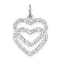 14k White Gold Double Heart Charm-K2549