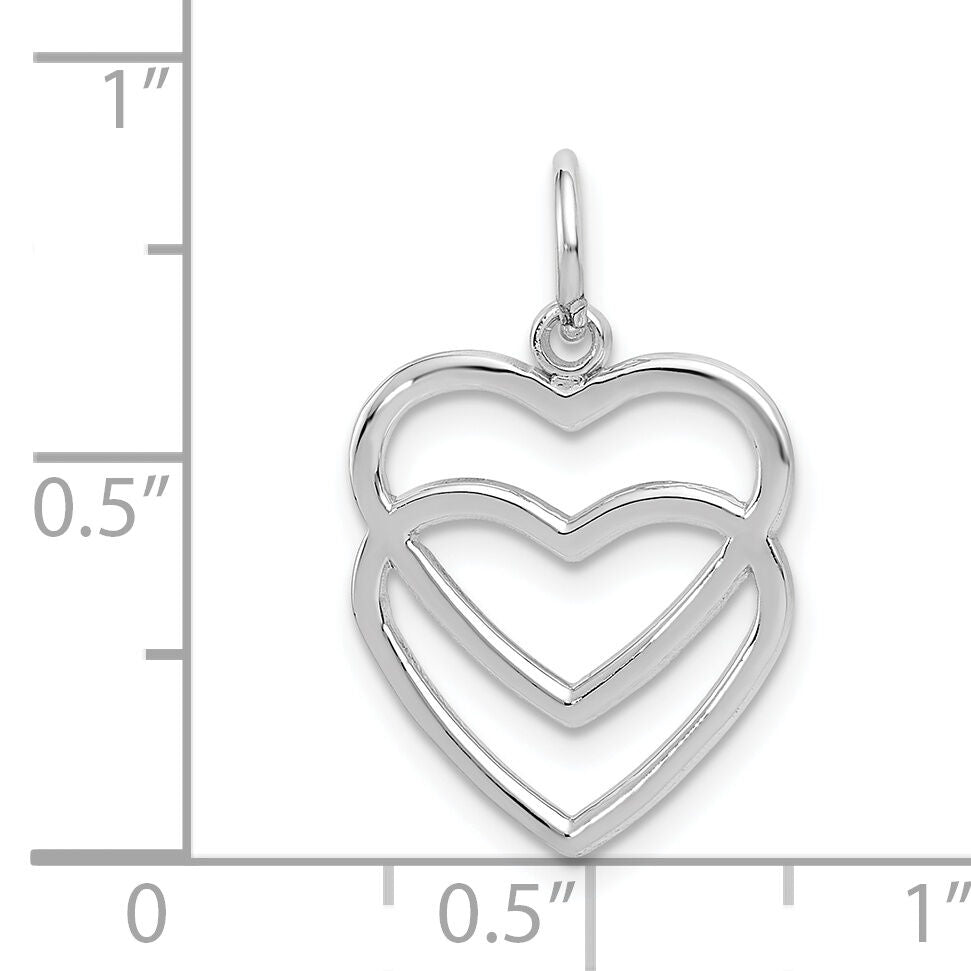 14k White Gold Double Heart Charm-K2549