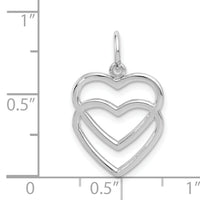 14k White Gold Double Heart Charm-K2549