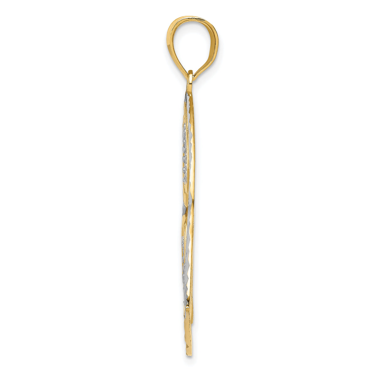 14K w/ Rhodium Polished Hearts Inside Heart Pendant-K2553