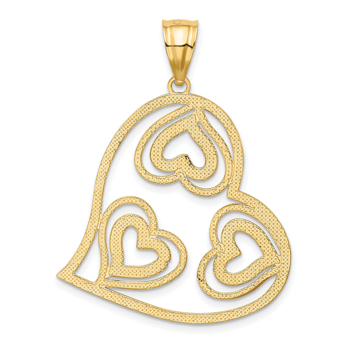 14K w/ Rhodium Polished Hearts Inside Heart Pendant-K2553