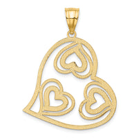 14K w/ Rhodium Polished Hearts Inside Heart Pendant-K2553