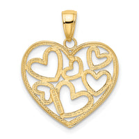 14K and White Rhodium Polished Hearts inside Heart Pendant-K2561