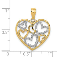 14K and White Rhodium Polished Hearts inside Heart Pendant-K2561