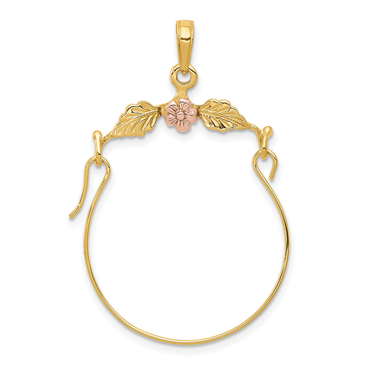 14k Two-tone Leaves w/Flower Charm Holder-K2575