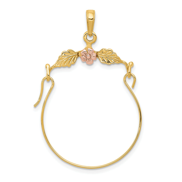 14k Two-tone Leaves w/Flower Charm Holder-K2575