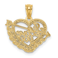 14k and Rhodium I LOVE YOU Heart Pendant-K2577