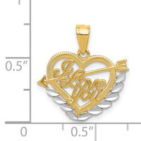 14k and Rhodium I LOVE YOU Heart Pendant-K2577