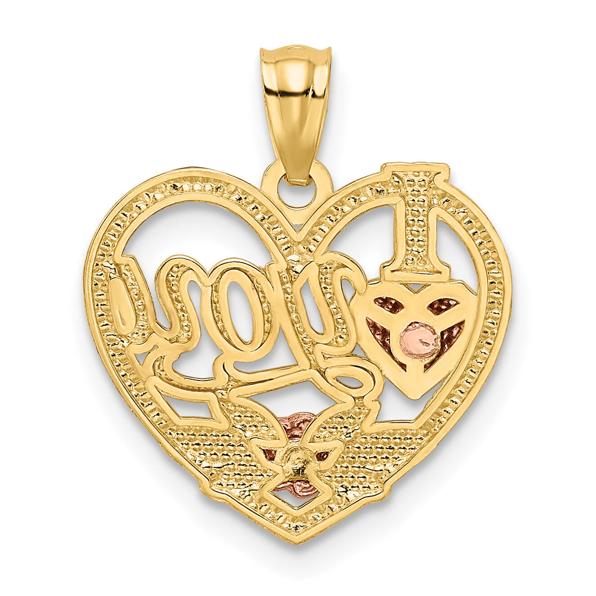 14k Two-tone w/White Rhodium I LOVE YOU Heart Pendant-K2589