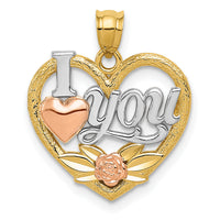 14k Two-tone w/White Rhodium I LOVE YOU Heart Pendant-K2589