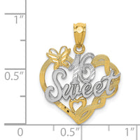 14k and Rhodium SWEET 16 Pendant-K2611