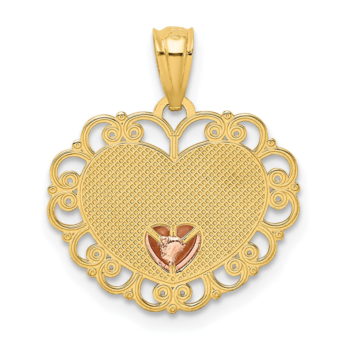 14k Two-tone MOM Heart Pendant-K2622