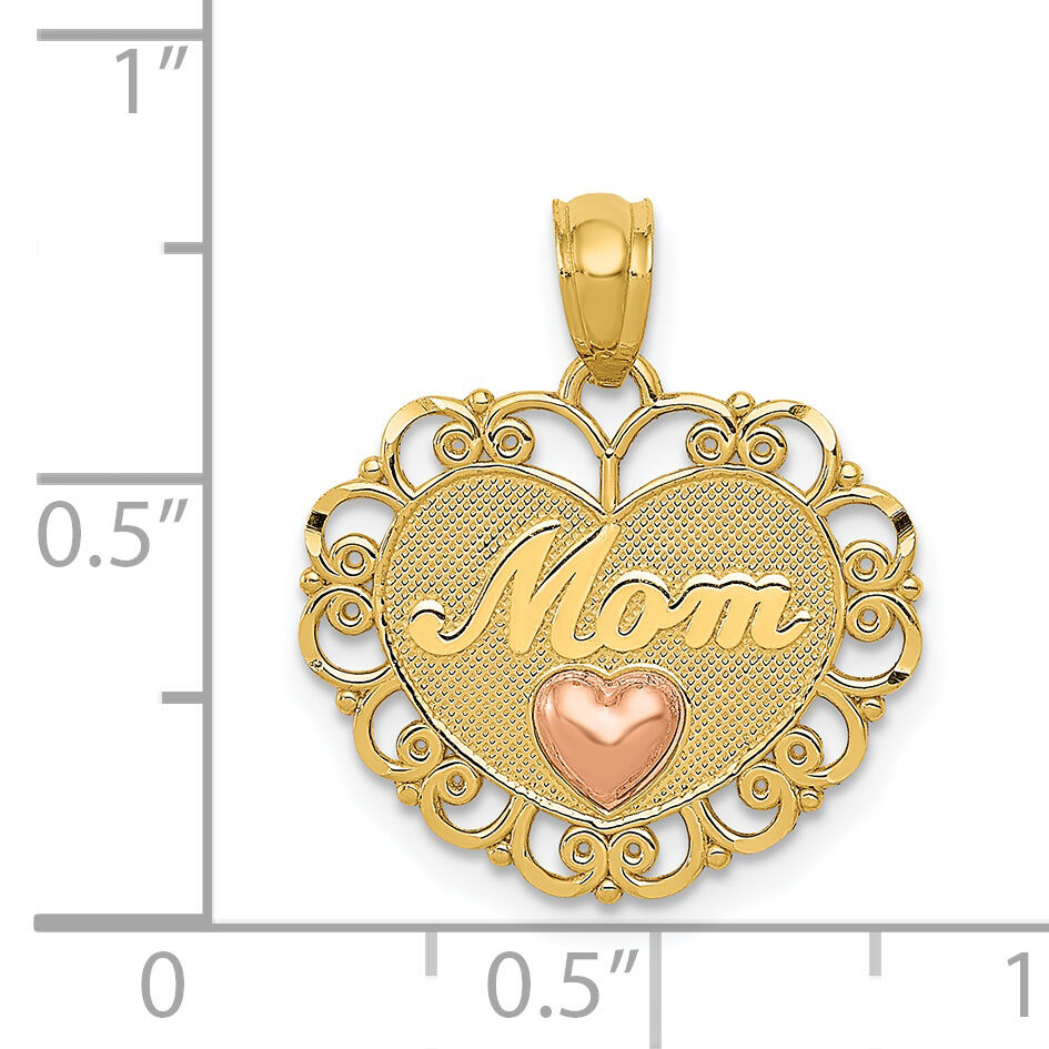 14k Two-tone MOM Heart Pendant-K2622
