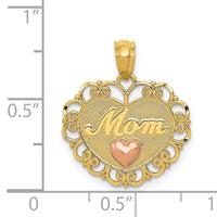 14k Two-tone MOM Heart Pendant-K2622