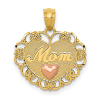 14k Two-tone MOM Heart Pendant-K2622