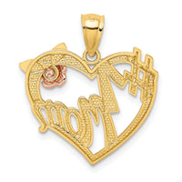 14k Two-tone w/White Rhodium #1 MOM Heart Pendant-K2642