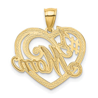 14k and Rhodium #1 MOM Heart Pendant-K2643