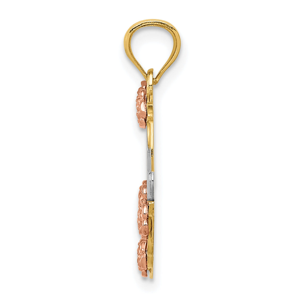 14k Two-tone w/White Rhodium MOM Heart Pendant-K2657