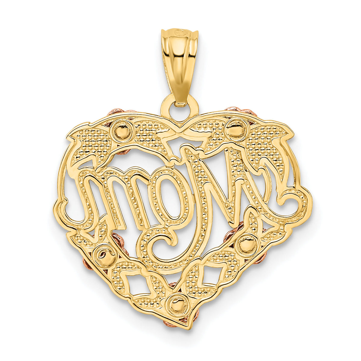 14k Two-tone w/White Rhodium MOM Heart Pendant-K2657