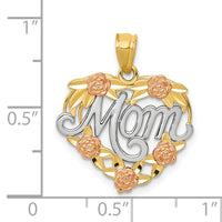 14k Two-tone w/White Rhodium MOM Heart Pendant-K2657