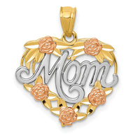 14k Two-tone w/White Rhodium MOM Heart Pendant-K2657
